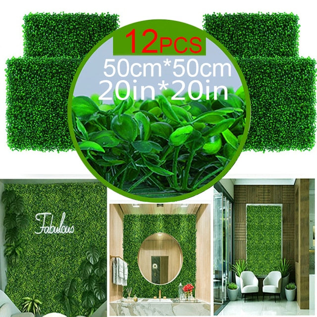 Artificial Plants Grass Wall Panel Boxwood Hedge Greenery UV Protection Green Decor Privacy Fence Backyard Screen Wedding