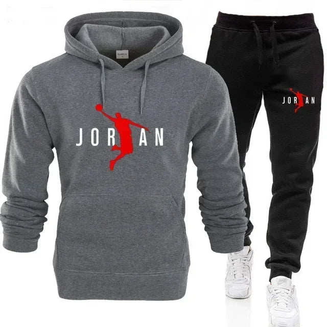Fashionable men's sportswear set 2025 Spring and Autumn New outdoor men's casual pullover + jogging Pants two-piece set