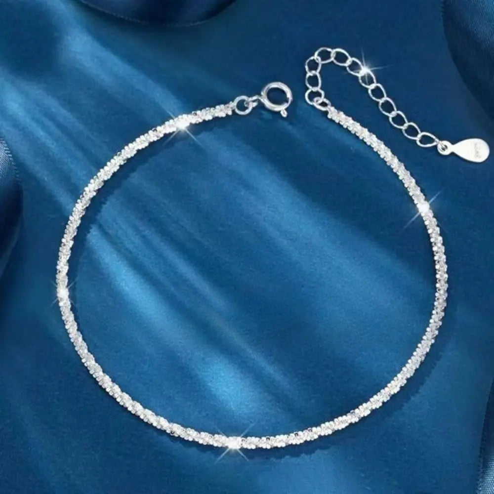 Fashion Elegant Simple Metal Bracelet Silver Geometry Thin Chain Bracelet Hand Jewelry Adjustable Shining Bracelet Gift