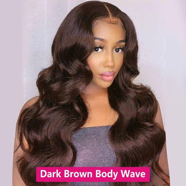13x4 Chocolate Brown Straight Lace Front Wig 220% Hd Transparent Lace Frontal Wig Pre Plucked Colored Human Hair Wigs For Women