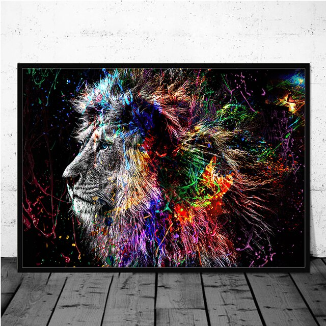 Abstract Lion Canvas Painting Print Street Graffiti Classic Animals Wall Art Posters Modern Pattern Wall Decoration Home Decor
