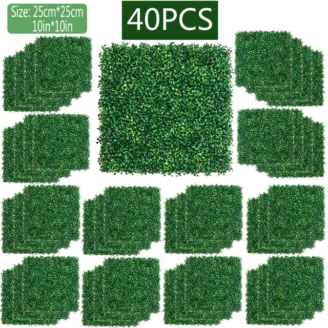 Artificial Plants Grass Wall Panel Boxwood Hedge Greenery UV Protection Green Decor Privacy Fence Backyard Screen Wedding
