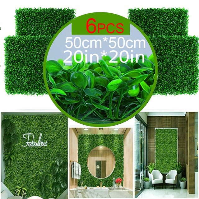 Artificial Plants Grass Wall Panel Boxwood Hedge Greenery UV Protection Green Decor Privacy Fence Backyard Screen Wedding