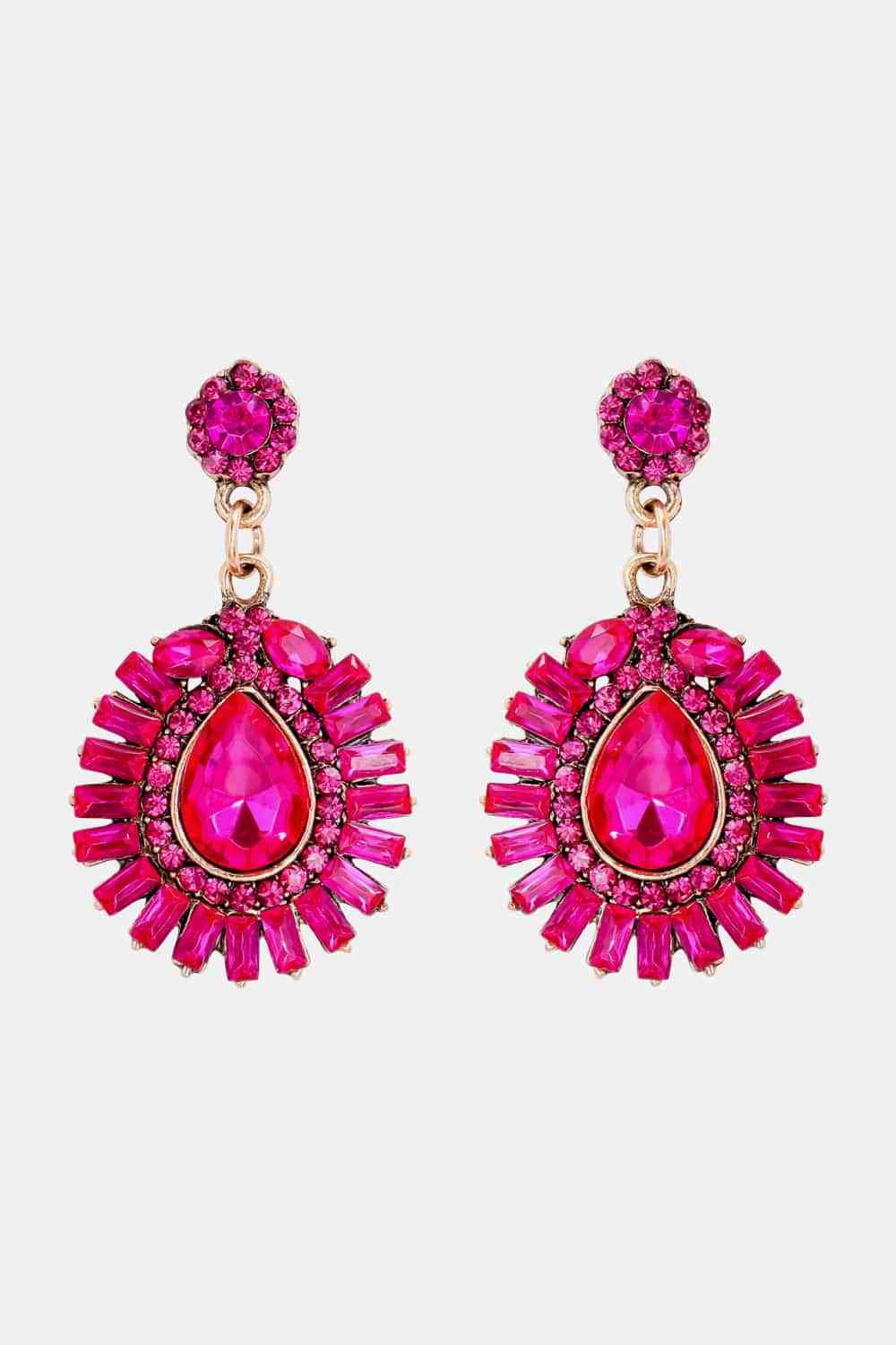 Teardrop Shape Glass Stone Dangle Earrings