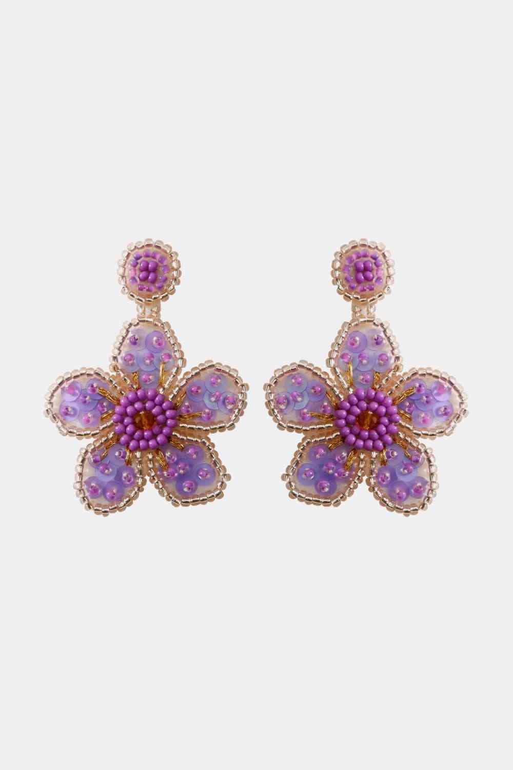 Flower Shape Beaded Dangle Earrings