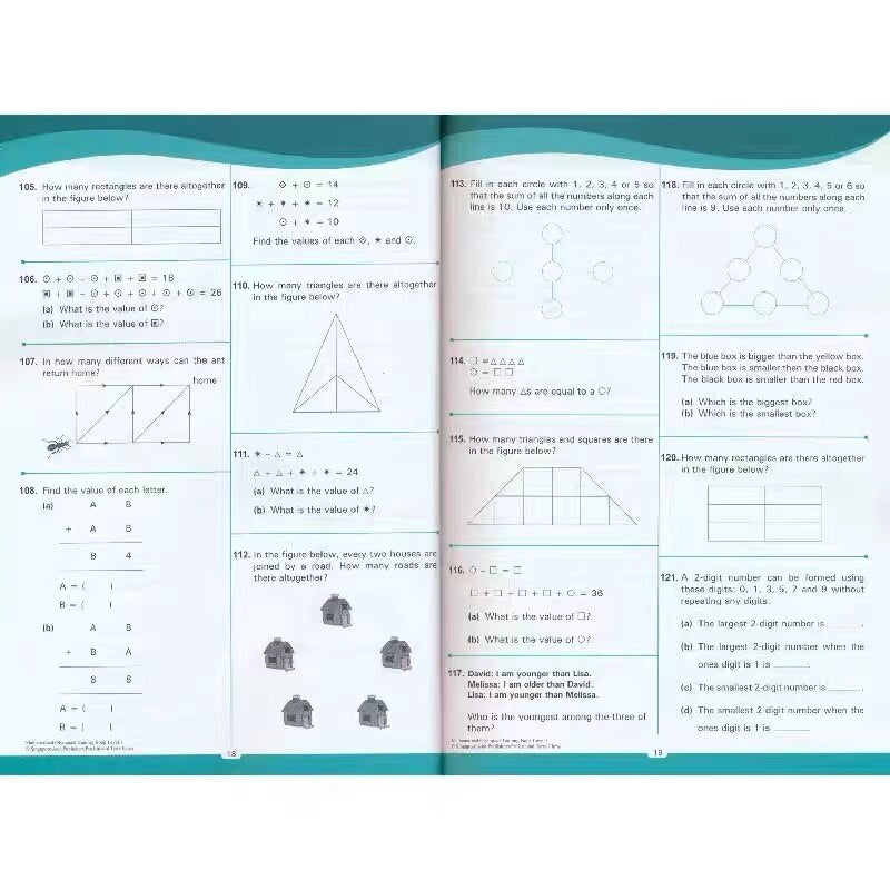 6PCS Singapore SAP Mathematical Olympiad Training Book Real Question Math Workbook Level 1 2 3 4 5 6
