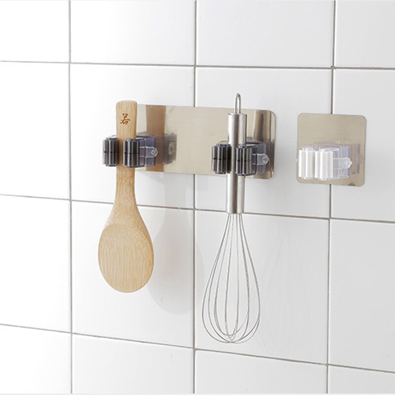 4pcs Adhesive Multi-Purpose Hooks Wall Mounted Mop Organizer Holder RackBrush Broom Hanger Hook Kitchen bathroom Strong Hooks