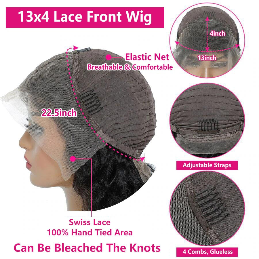 13x4 Chocolate Brown Straight Lace Front Wig 220% Hd Transparent Lace Frontal Wig Pre Plucked Colored Human Hair Wigs For Women