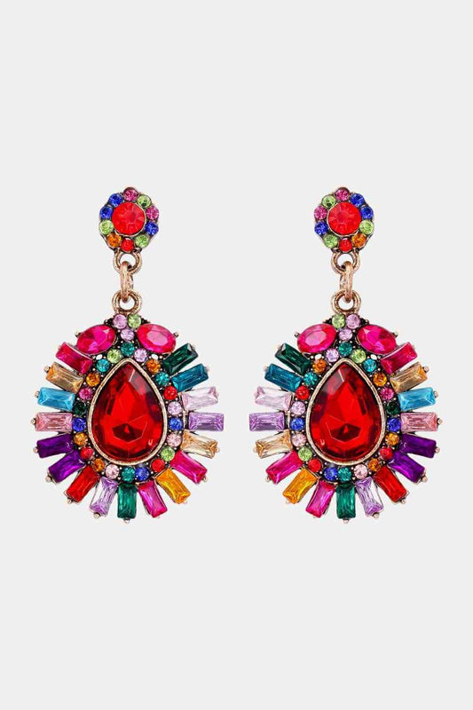 Teardrop Shape Glass Stone Dangle Earrings