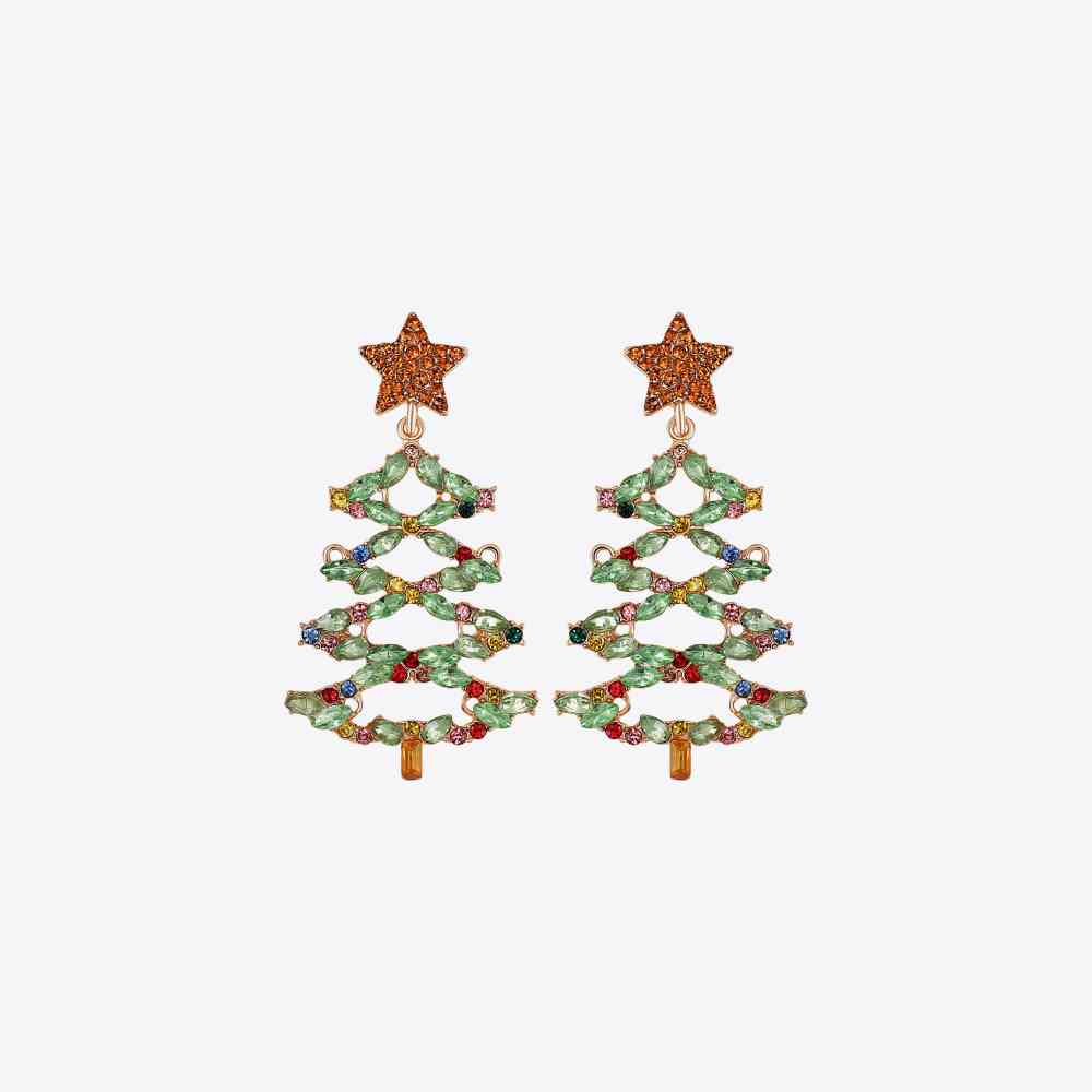 Christmas Tree Rhinestone Alloy Earrings