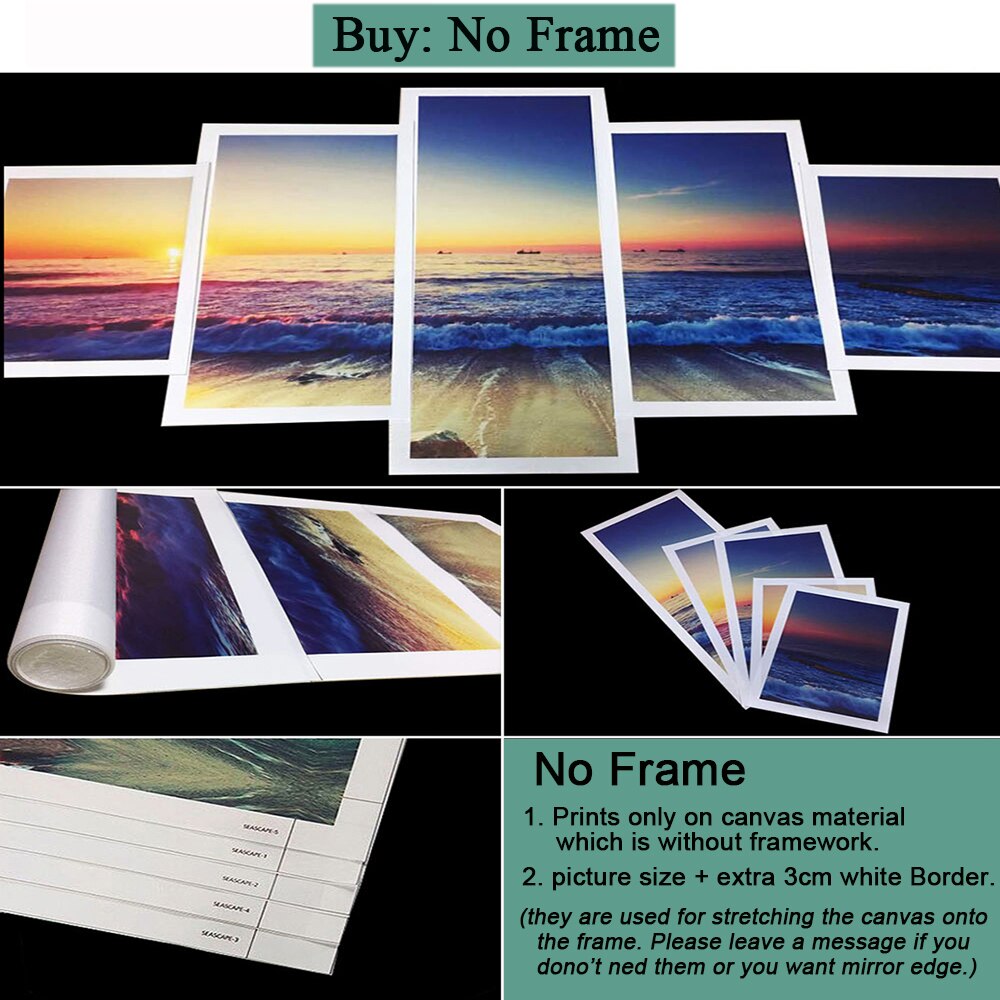 Ocean Love Hearts Signal 5 Panels Posters And Print Wall Canvas Painting Modular Wall Art Pictures For Living Room Bedroom Decor