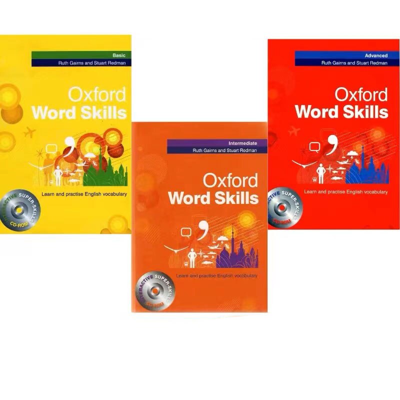 3PCS Full Color Oxford Word Skills Basic / Intermediate / Advanced Learn and Practise English Vocabulary Textbook Workbook
