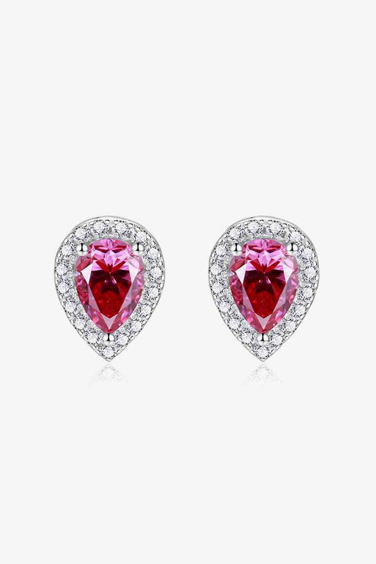 2 Carat Moissanite Teardrop Stud Earrings in Rose
