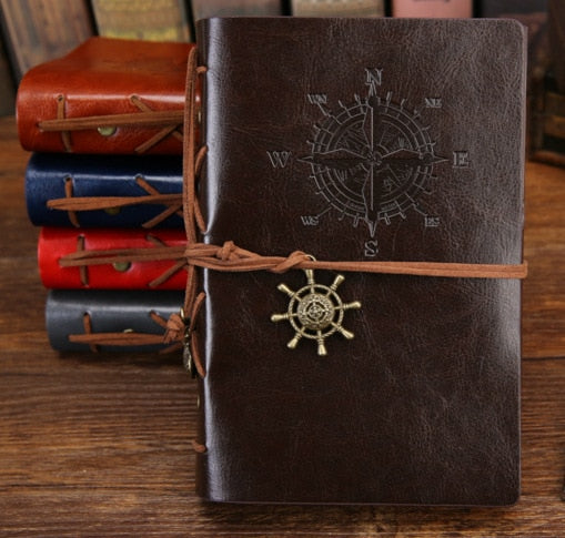 Writing Journal Spiral Notebook Diary Notepad Vintage Nautical Pirate Anchors PU Leather Retro Pendants Note Book Sketchbook