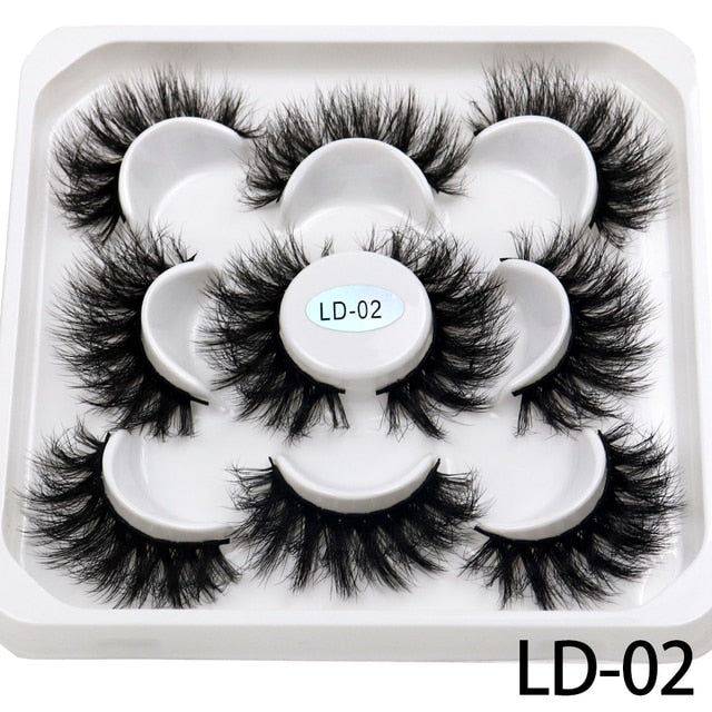 5 Pairs 25mm 3D Mink Lashes Bulk Russian Volume Fluffy Natural False Eyelashes Thick Dramatic Mink Eyelashes Wholesale maquiagem