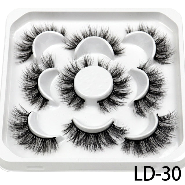 5 Pairs 25mm 3D Mink Lashes Bulk Russian Volume Fluffy Natural False Eyelashes Thick Dramatic Mink Eyelashes Wholesale maquiagem