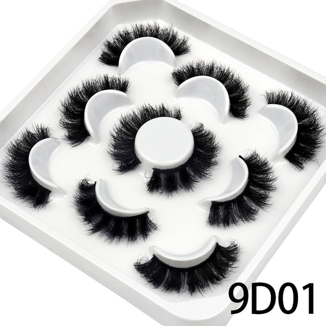 5 Pairs 25mm 3D Mink Lashes Bulk Russian Volume Fluffy Natural False Eyelashes Thick Dramatic Mink Eyelashes Wholesale maquiagem