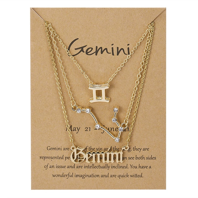 Zodiac Sign Necklace With Cardboard Card