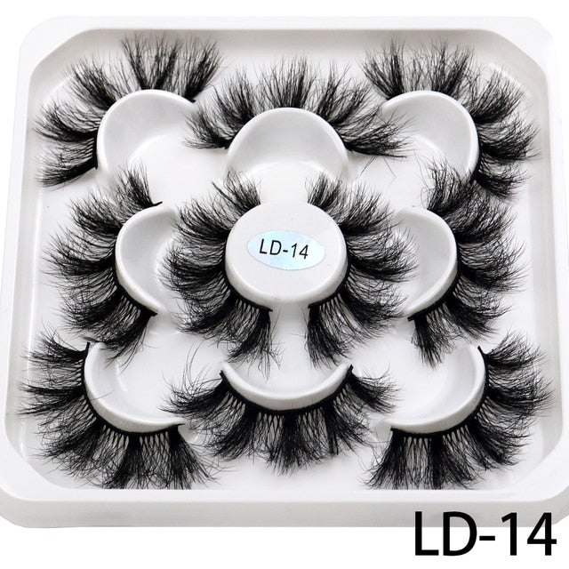 5 Pairs 25mm 3D Mink Lashes Bulk Russian Volume Fluffy Natural False Eyelashes Thick Dramatic Mink Eyelashes Wholesale maquiagem