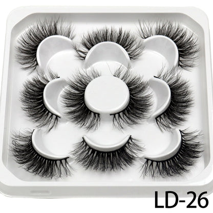 5 Pairs 25mm 3D Mink Lashes Bulk Russian Volume Fluffy Natural False Eyelashes Thick Dramatic Mink Eyelashes Wholesale maquiagem