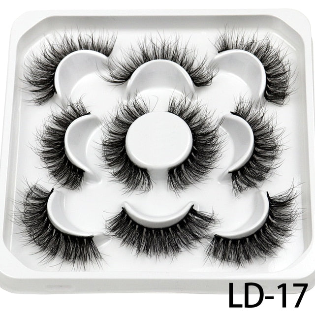 5 Pairs 25mm 3D Mink Lashes Bulk Russian Volume Fluffy Natural False Eyelashes Thick Dramatic Mink Eyelashes Wholesale maquiagem