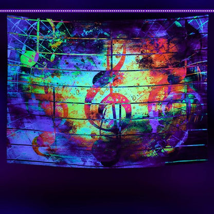 Black Light Tapestry Uv Reactive Psychedelic Skull Mushroom Wall Hanging Hippie Tapestry For Bedroom Home Decor Wall Decoration