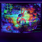 Black Light Tapestry Uv Reactive Psychedelic Skull Mushroom Wall Hanging Hippie Tapestry For Bedroom Home Decor Wall Decoration