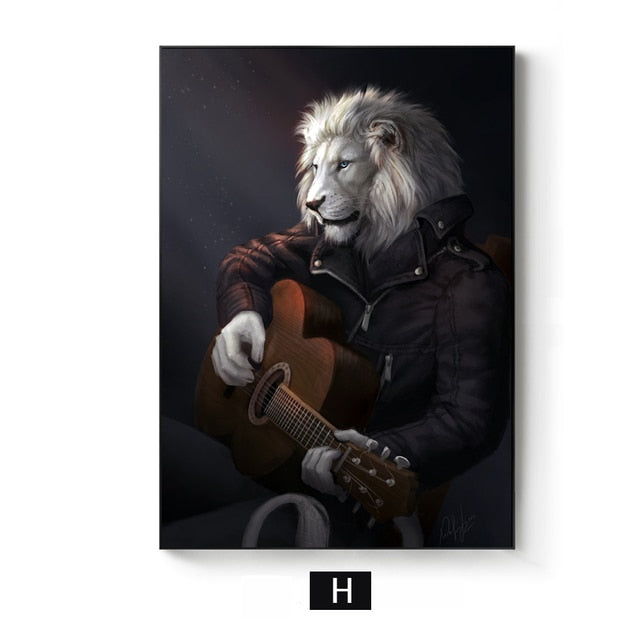 Lion Monkey Tiger Smoking Poster Anthropomorphic Animal Canvas Painting For Living Room Wall Art Decorative Pictures Home Decor