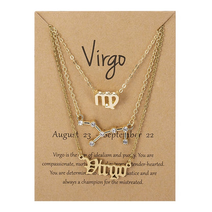 Zodiac Sign Necklace With Cardboard Card