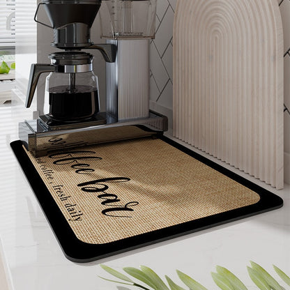 Retro Cafe Design Drain Pad Tableware Coffee Cup Placemat Kitchen Rugs Dish Drainer Absorbent Durable Napa Skin Bath Table Mat