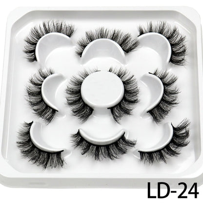 5 Pairs 25mm 3D Mink Lashes Bulk Russian Volume Fluffy Natural False Eyelashes Thick Dramatic Mink Eyelashes Wholesale maquiagem