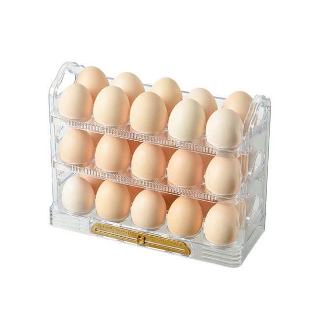 3-layer Egg Rack Egg Storage Box With Handle Refrigerator Egg Tray Overturned Kitchen Egg Storage Container Fresh-keeping Box