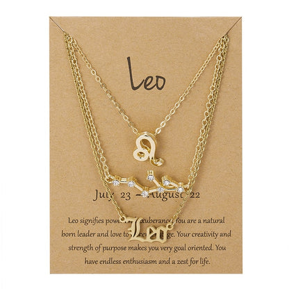 Zodiac Sign Necklace With Cardboard Card