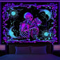 Black Light Tapestry Uv Reactive Psychedelic Skull Mushroom Wall Hanging Hippie Tapestry For Bedroom Home Decor Wall Decoration