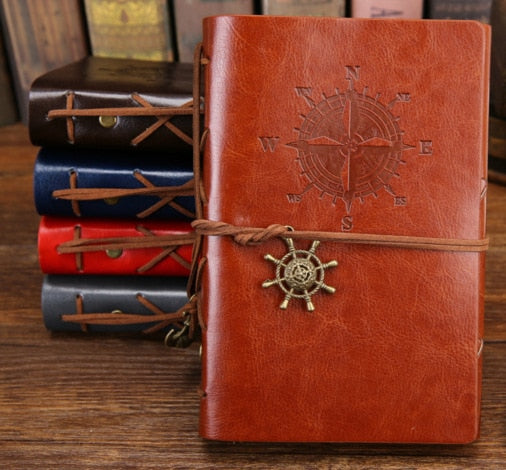 Writing Journal Spiral Notebook Diary Notepad Vintage Nautical Pirate Anchors PU Leather Retro Pendants Note Book Sketchbook