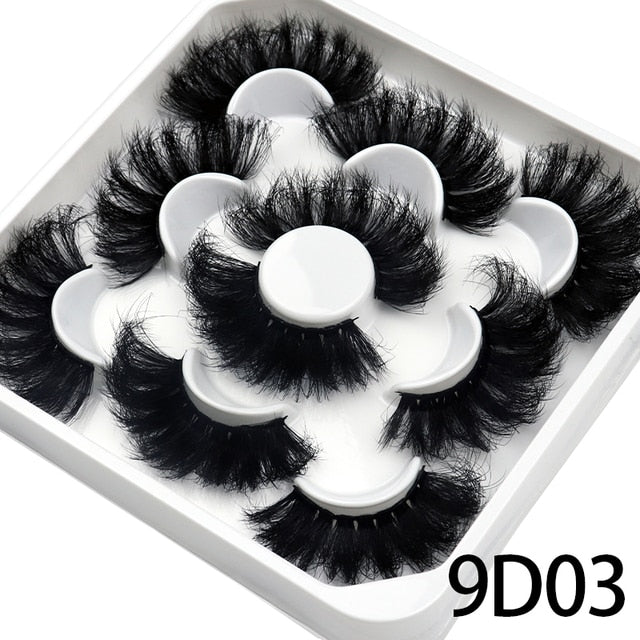 5 Pairs 25mm 3D Mink Lashes Bulk Russian Volume Fluffy Natural False Eyelashes Thick Dramatic Mink Eyelashes Wholesale maquiagem