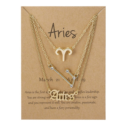 Zodiac Sign Necklace With Cardboard Card