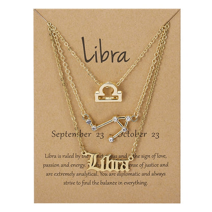 Zodiac Sign Necklace With Cardboard Card