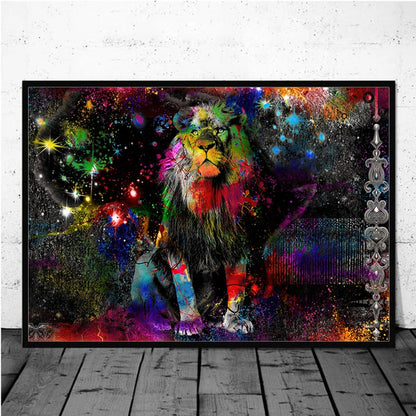 Abstract Lion Canvas Painting Print Street Graffiti Classic Animals Wall Art Posters Modern Pattern Wall Decoration Home Decor