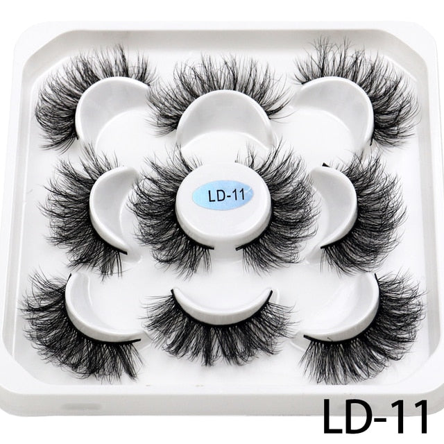 5 Pairs 25mm 3D Mink Lashes Bulk Russian Volume Fluffy Natural False Eyelashes Thick Dramatic Mink Eyelashes Wholesale maquiagem