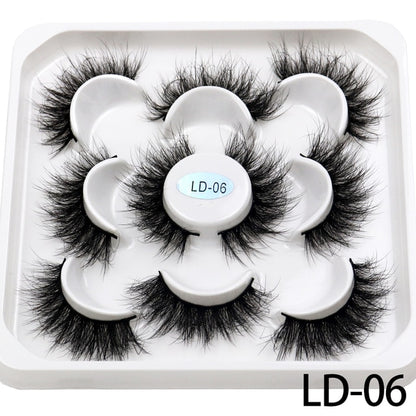 5 Pairs 25mm 3D Mink Lashes Bulk Russian Volume Fluffy Natural False Eyelashes Thick Dramatic Mink Eyelashes Wholesale maquiagem