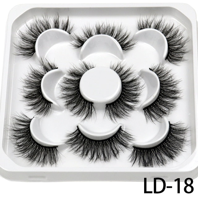 5 Pairs 25mm 3D Mink Lashes Bulk Russian Volume Fluffy Natural False Eyelashes Thick Dramatic Mink Eyelashes Wholesale maquiagem