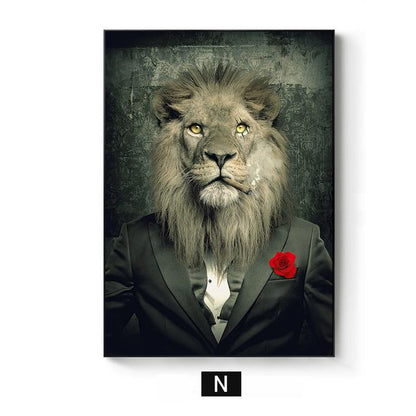 Lion Monkey Tiger Smoking Poster Anthropomorphic Animal Canvas Painting For Living Room Wall Art Decorative Pictures Home Decor