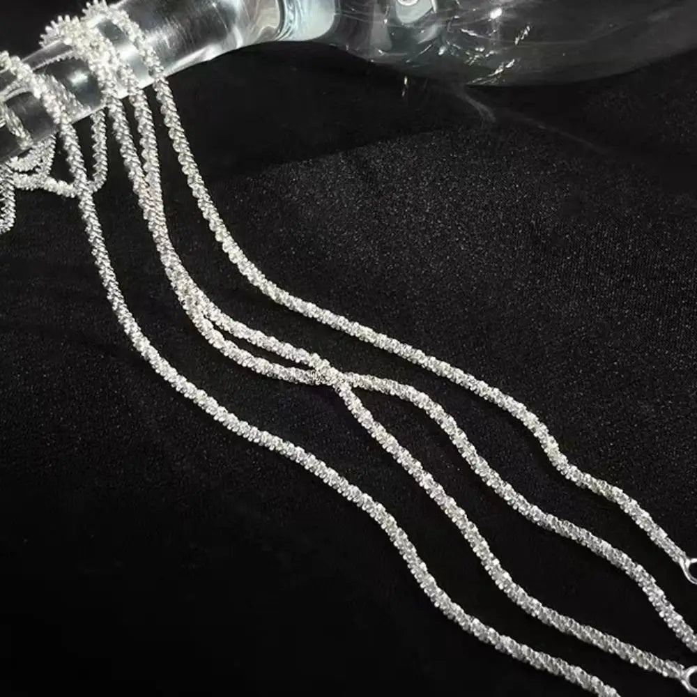 Fashion Elegant Simple Metal Bracelet Silver Geometry Thin Chain Bracelet Hand Jewelry Adjustable Shining Bracelet Gift