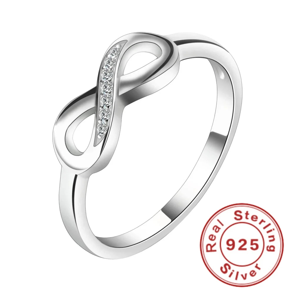 925 Sterling Silver Jewelry Set Inlaid Crystal Zircon Women's Mobius Loop Necklace Bracelet Earrings, Party Gift Jewelry