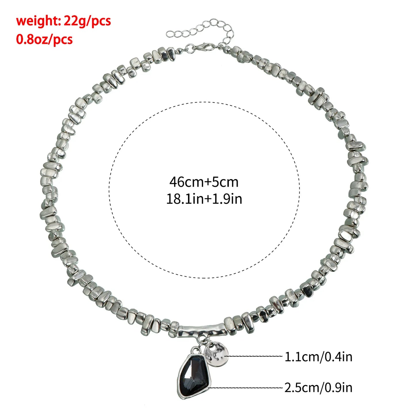 Faceted Pendant Set Necklace & Bracelet Sparkling Metal Jewelry Elegant Cut Crystal Gift for Women Luxe