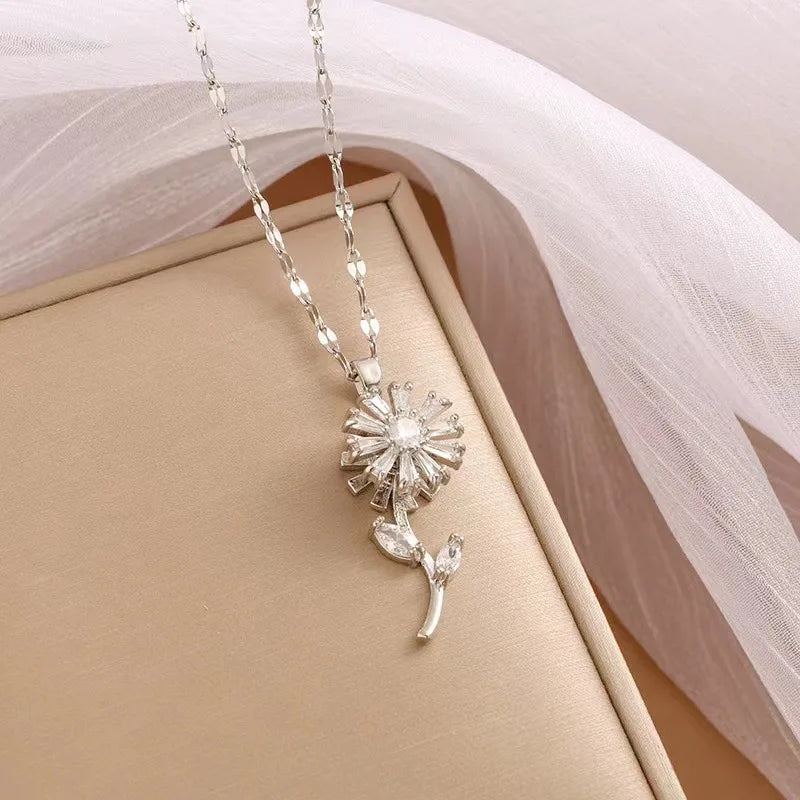 JUWANG Elegant Simple Double Layer Lady Necklaces Temperament Exquisite Stars Shine Zircon Necklace Engagement Luxury Jewelry