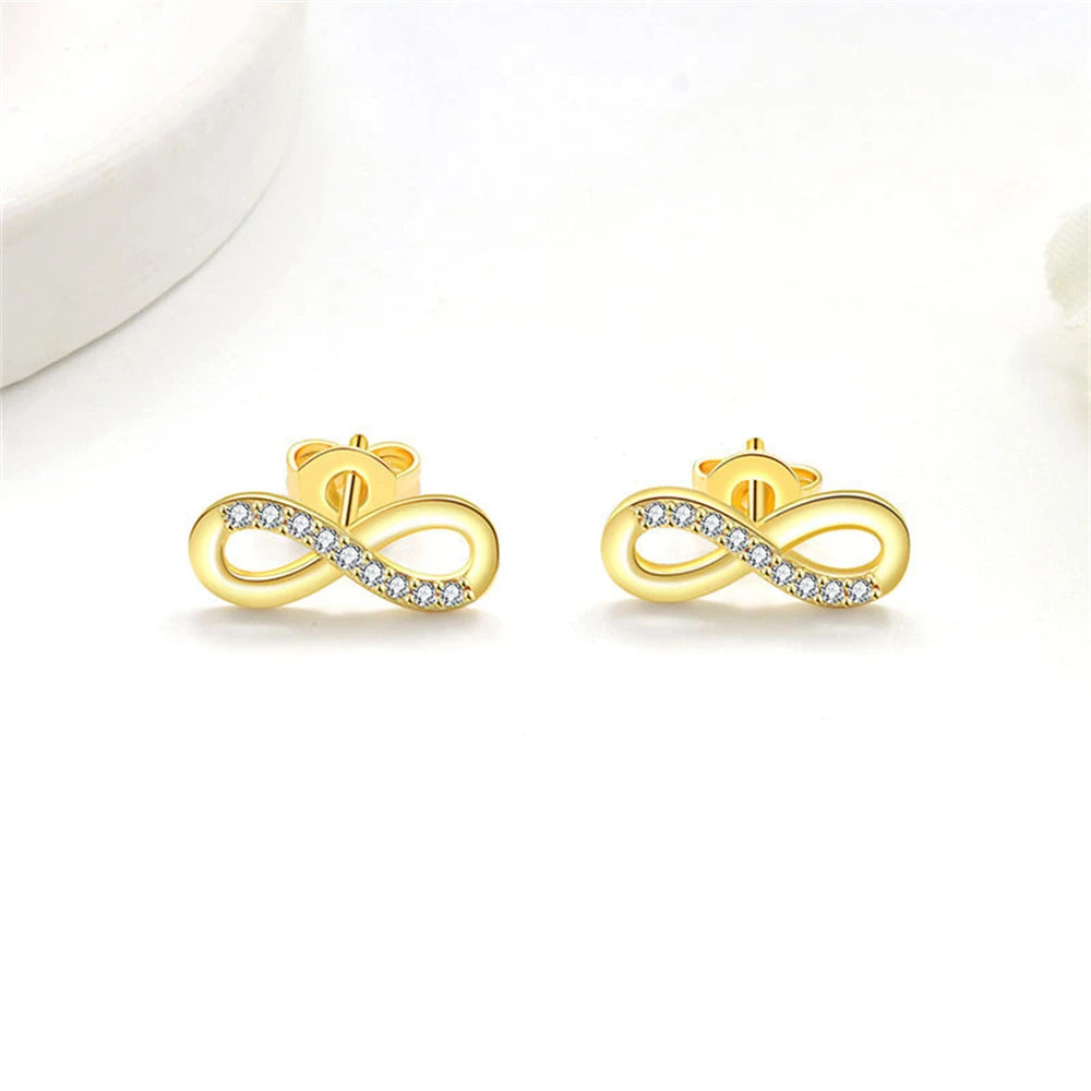 925 Sterling Silver Jewelry Set Inlaid Crystal Zircon Women's Mobius Loop Necklace Bracelet Earrings, Party Gift Jewelry