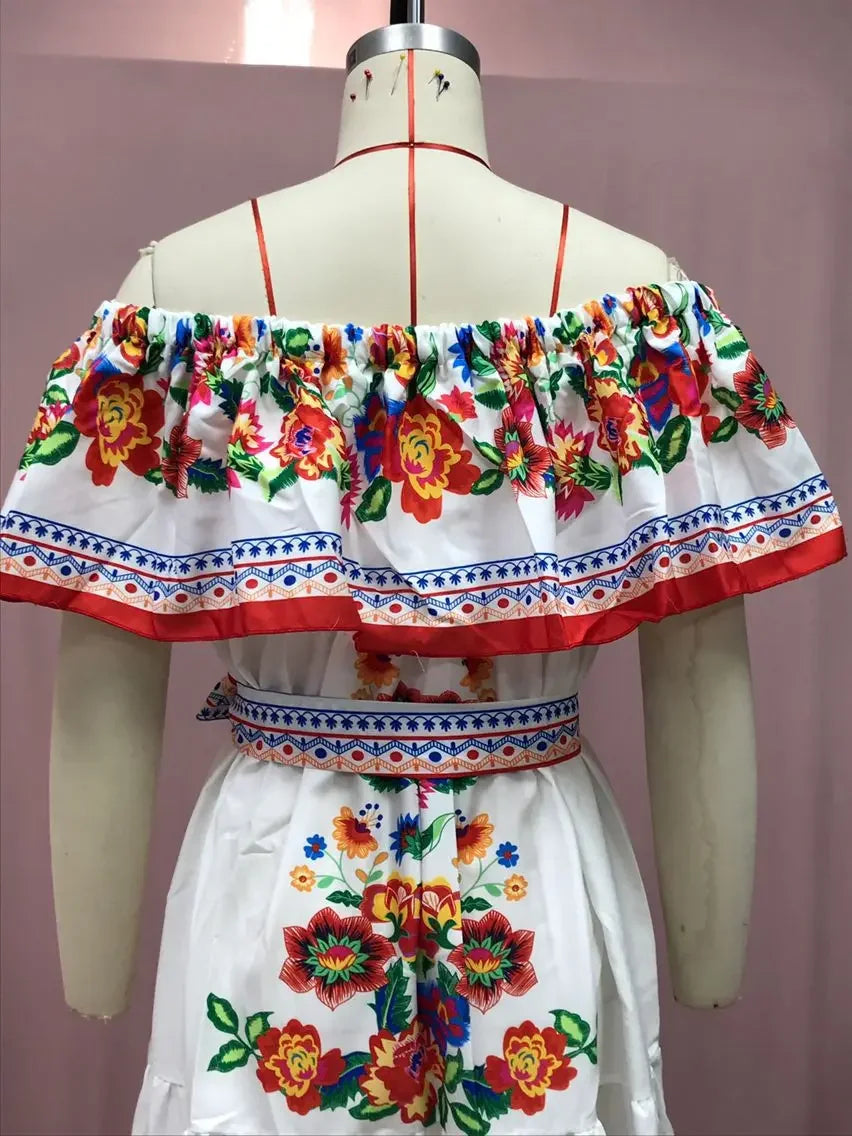 Boho Dress Women's One Shoulder Dress with Sexy and Fashionable Printed Long Style, Large Display, Summer New