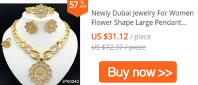 GZJPEI Shiny White Zircon Jewelry Set Italy Nigeria Wedding Jewellery 18K Gold Plated Big Necklace Bracelet Long Drop Earring